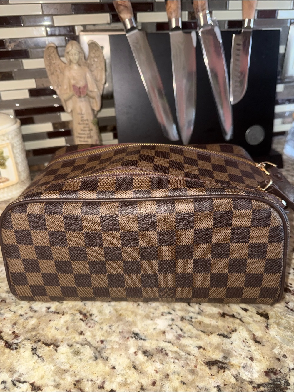 Authentic Louis Vuitton Damier Ebene Toiletry Pouch Brown